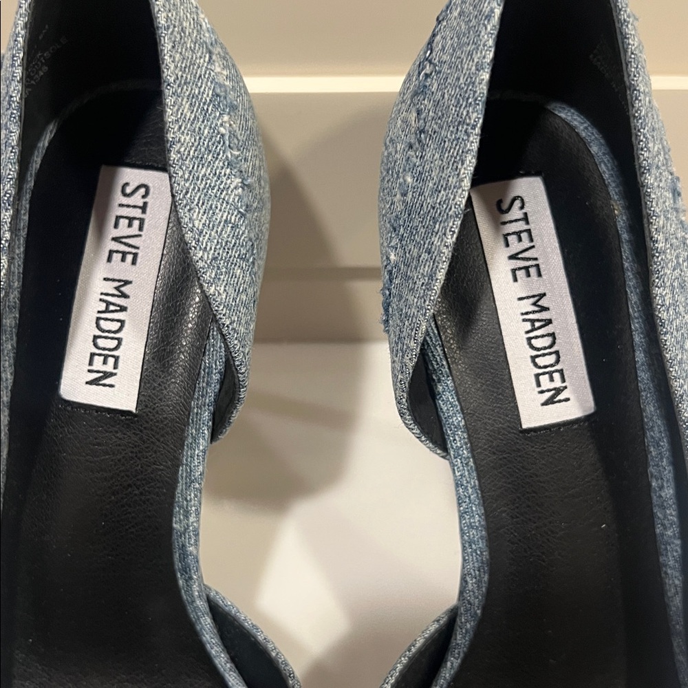Steve Madden Denim Crystal-Buckle Pointed Toe Pumps - Blue - Picture 5 of 6
